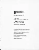 Preview for 2 page of Oberheim Perf/x Systemizer Owner'S Manual