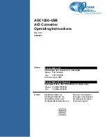 Ocean Optics ADC1000-USB Operating Instructions Manual preview