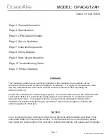 Preview for 2 page of OCEANAIRE OPAC4212AH Engineering, Installation And Service Manual