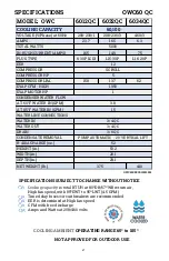 Preview for 4 page of OCEANAIRE OWC6012QC Engineering, Installation And Service Manual