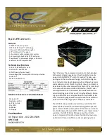 OCZ ZX1250W Technical Specifications предпросмотр