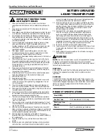 Preview for 2 page of OEM Tools 25712 Operating Instructions And Parts Manual