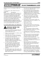 Preview for 2 page of Oemtools 24843 Operating Instructions And Parts Manual
