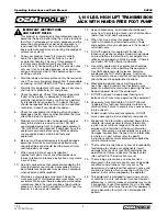 Preview for 2 page of Oemtools 24844 Operating Instructions And Parts Manual