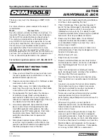 Preview for 2 page of Oemtools 24851 Operating Instructions And Parts Manual