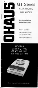 OHAUS GT 210 Directions For Use And Instructions For Installation preview