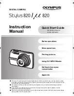 Preview for 1 page of Olympus 226065 - Stylus 820 Digital Camera Instruction Manual