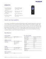 Olympus DM-670 Specification preview