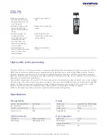 Olympus DS-75 Specifications preview