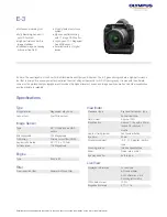 Предварительный просмотр 1 страницы Olympus E-3 Specifications