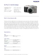 Preview for 1 page of Olympus E-PL5 1442 Specifications