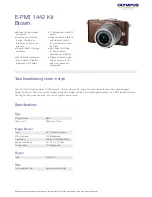 Предварительный просмотр 1 страницы Olympus E-PM1 1442 Specifications