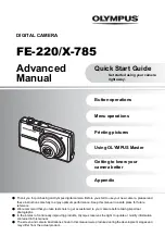 Предварительный просмотр 1 страницы Olympus FE 220 - Digital Camera - Compact Quick Start Manual