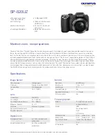 Olympus SP-820UZ Specifications preview