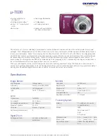 Preview for 1 page of Olympus Stylus 7030 Specifications