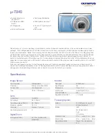 Preview for 1 page of Olympus Stylus 7040 Specifications