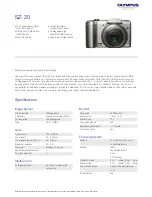 Предварительный просмотр 1 страницы Olympus SZ-20 Specification