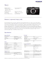 Предварительный просмотр 1 страницы Olympus TG-3 Specifications