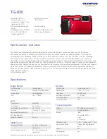 Предварительный просмотр 1 страницы Olympus TG-830 Specification