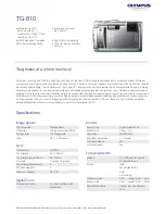 Preview for 1 page of Olympus Tough TG-810 Specifications