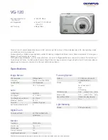 Предварительный просмотр 1 страницы Olympus VG-120 Specifications