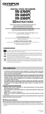 Preview for 1 page of Olympus VN-8600PC Instructions Manual