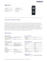 Olympus WS-813 Specifications preview
