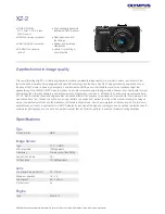 Предварительный просмотр 1 страницы Olympus XZ-2 Specifications