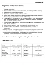 Preview for 2 page of Omega Altise OHV40C Instruction Manual