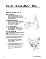 Preview for 16 page of Omega fitness CO-BR130 Series Instruction Book