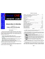Preview for 1 page of Omega ClassicOne Owner'S Manual