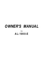 Предварительный просмотр 1 страницы Omega Excalibur AL-1000-E Owner'S Manual