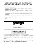 Preview for 1 page of Omega OCG755FX Use, Installation And Maintenance Instructions