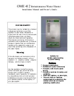 Preview for 1 page of Omega OME 412 Installation Manual And Owner'S Manual
