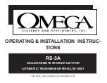 Предварительный просмотр 1 страницы Omega RS-3A Operating & Installation Instructions Manual