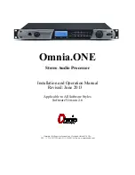 Предварительный просмотр 1 страницы Omnia ONE Installation And Operation Manual