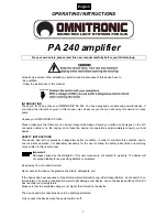 Preview for 8 page of Omnitronic PA-240 User Manual