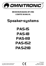 Предварительный просмотр 1 страницы Omnitronic PAS-118 User Manual