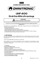 Предварительный просмотр 4 страницы Omnitronic UHF-400 User Manual