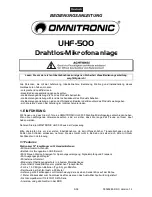 Предварительный просмотр 3 страницы Omnitronic UHF-500 Operating Instructions Manual