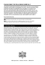 Preview for 4 page of One Stop Gardens 91495 Owner'S Manual & Safety Instructions