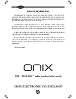 Предварительный просмотр 4 страницы Onix CONCERTO 1 Owner'S Manual