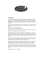 Preview for 2 page of Onix Rocket UFW-12 Enjoyment Manual