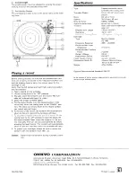 Предварительный просмотр 4 страницы Onkyo CP-101A Instruction Manual