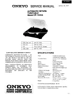 Предварительный просмотр 1 страницы Onkyo CP-1022A Service Manual