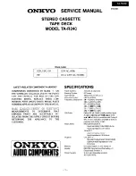 Предварительный просмотр 1 страницы Onkyo TA-R240 Service Manual