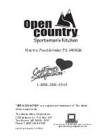 Preview for 2 page of Open Country FS-140RSK Care/Use Manual