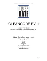 Open Date Equipment CLEANCODE EV II Installation And Operation Manual предпросмотр