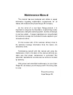 Preview for 2 page of Open Range Recreational Vehicle Maintenance Manual