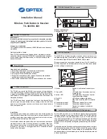 Preview for 1 page of Optex TX-460 Installation Manual